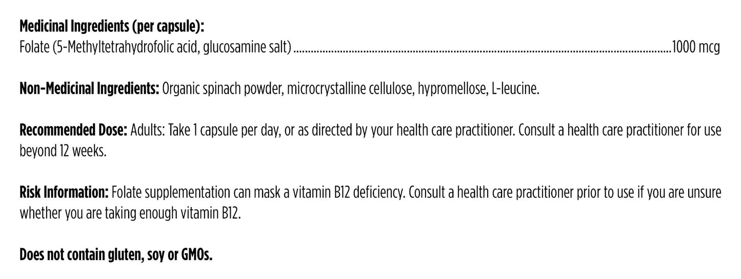 L-5-MTHF Folate -- 120 capsules