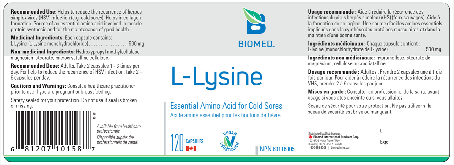 L-Lysine (120 capsules)
